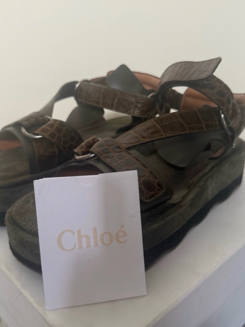 Chloé Women’s Croc Leather Strap Sandals